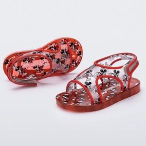 NEW!! Kids Mini Melissa Aqua + Mickey Mouse Sandals Red Size 9 Toddler